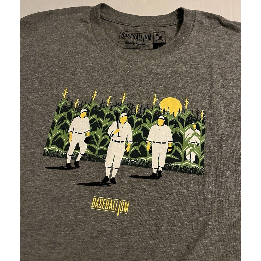 Baseballism Field Of Dreams Movie Cornfield Baseball T-Shirt LARGE Gray Costner